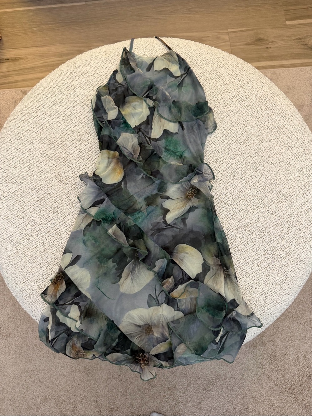 Green floral mini dress